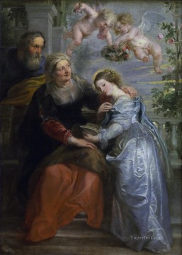 Pedro Pablo Rubens Painting - La educación de la Virgen Barroca Peter Paul Rubens